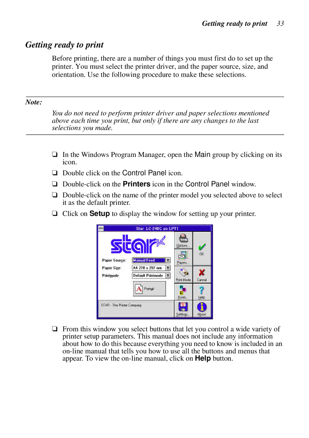 Star Micronics NX-2460C user manual Getting ready to print 