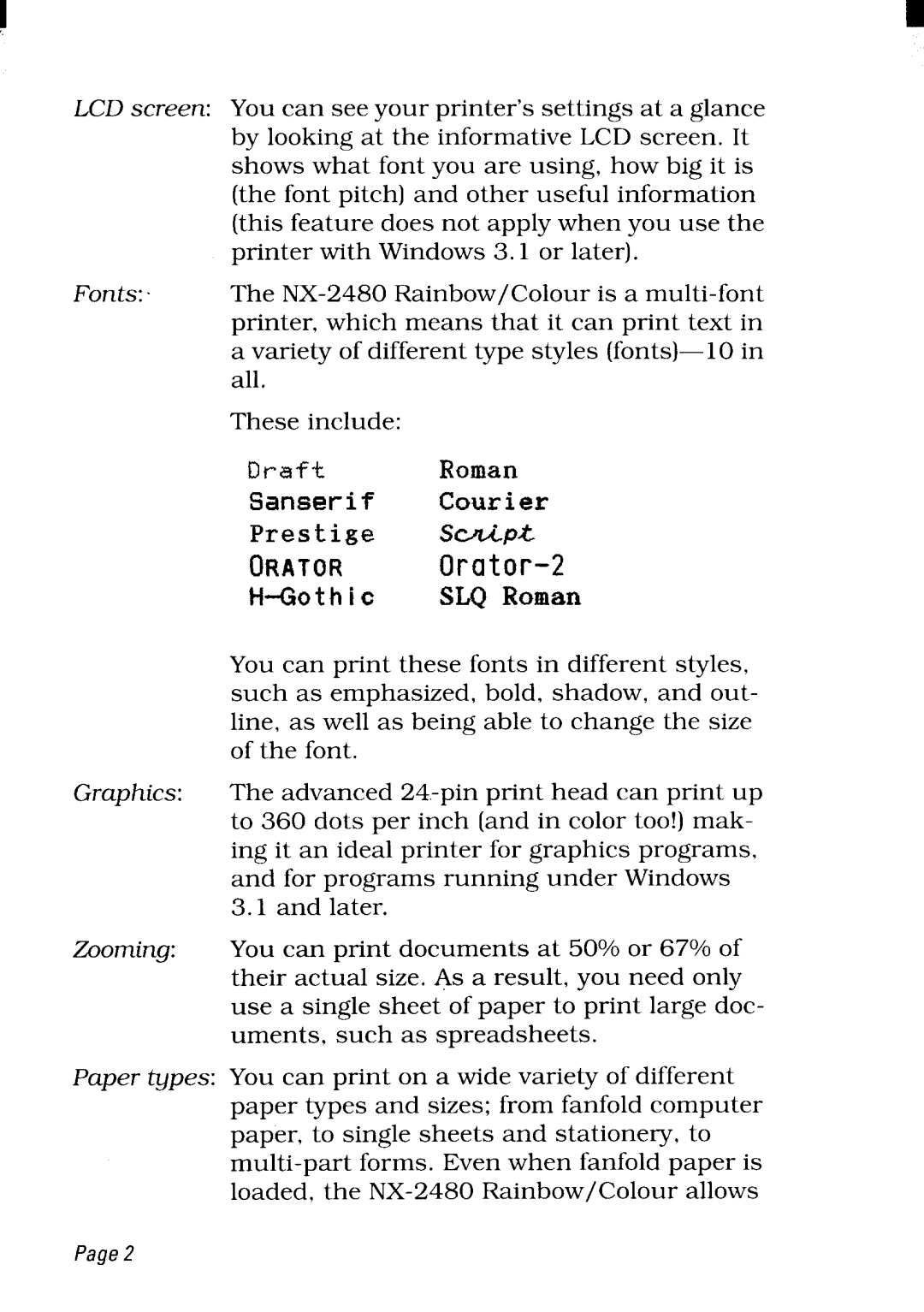 Star Micronics NX-2480 user manual Orator-2 