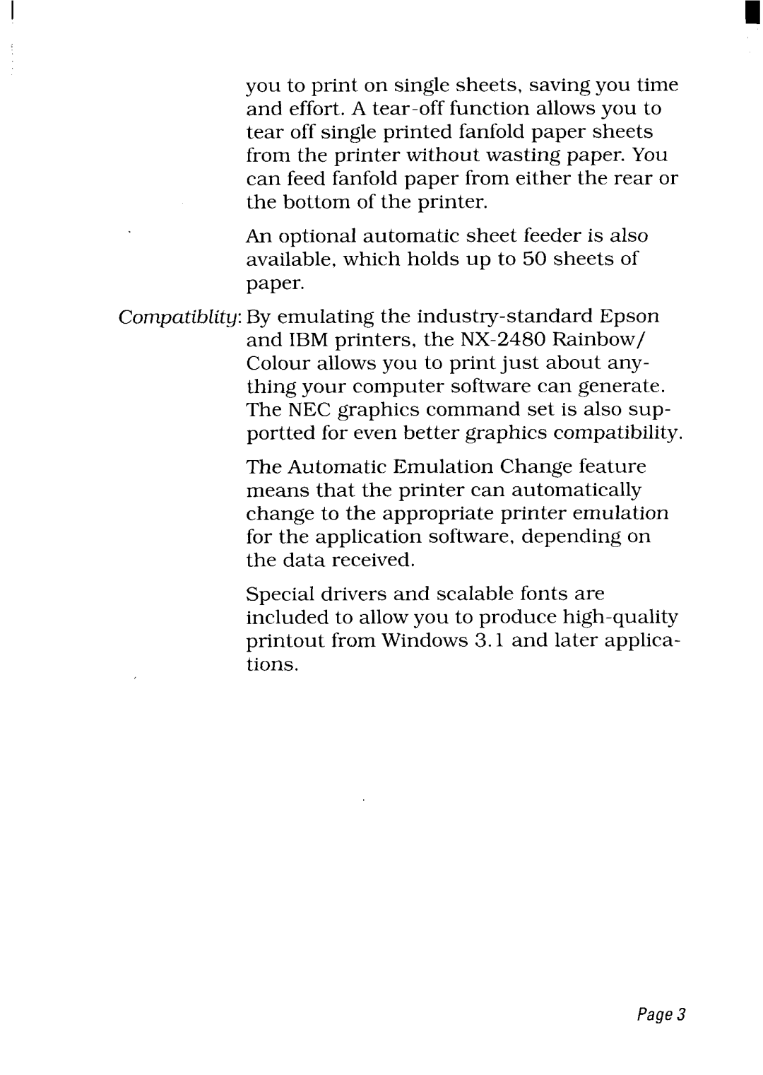 Star Micronics NX-2480 user manual Page3 