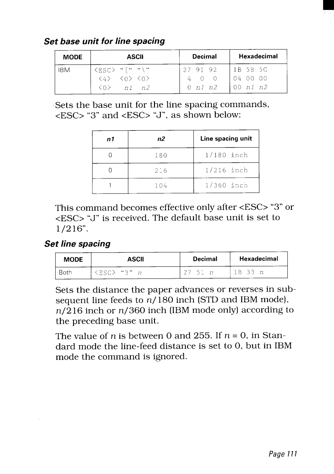 Star Micronics NX-2480 user manual Base unit for line spacing 