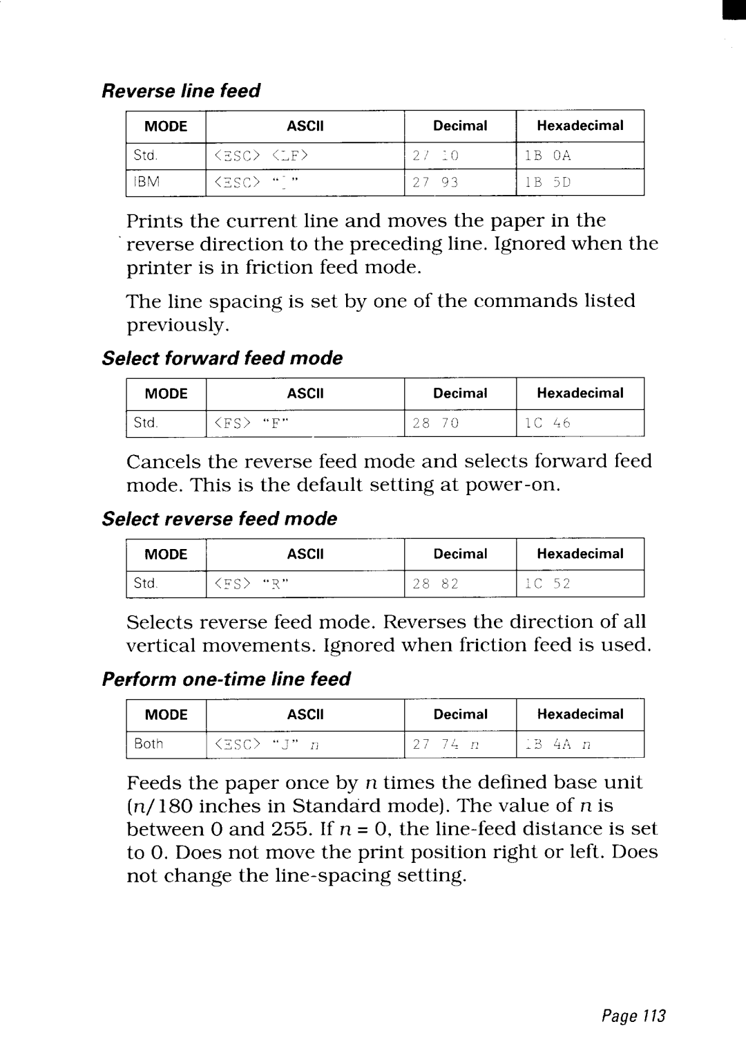 Star Micronics NX-2480 user manual Reverseline feed 