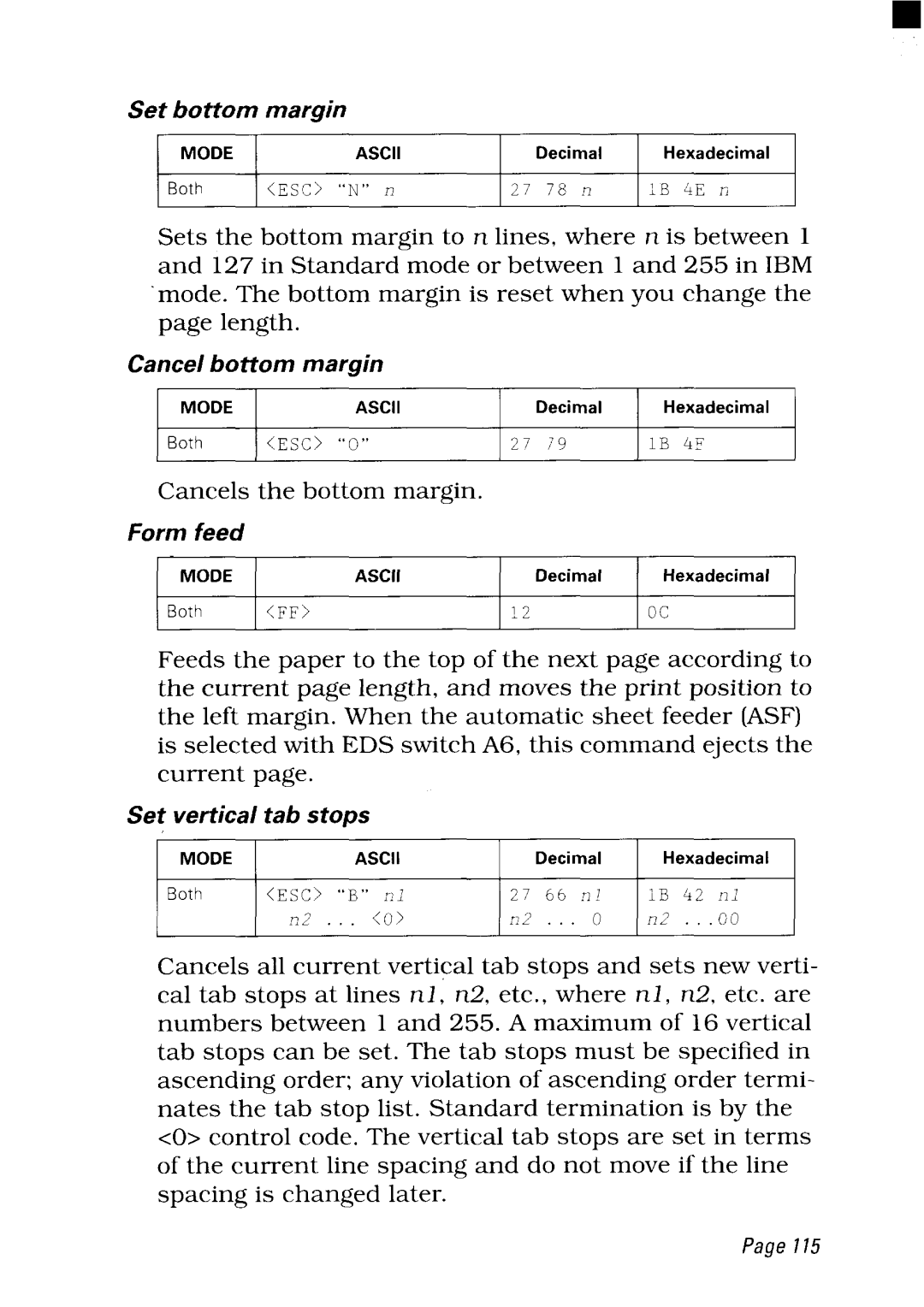 Star Micronics NX-2480 user manual Cancels the bottom margin 