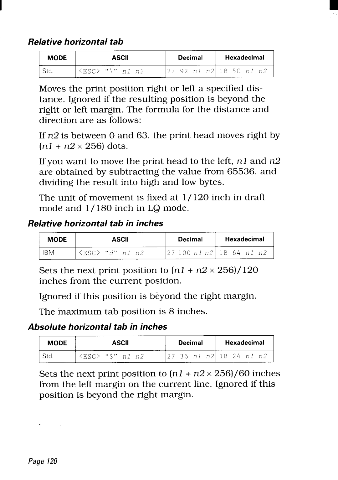 Star Micronics NX-2480 user manual Relativehorizontal tab 