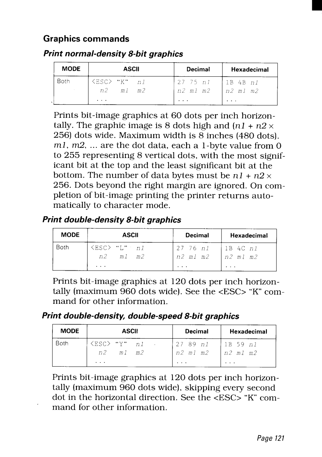 Star Micronics NX-2480 user manual Graphics commands 