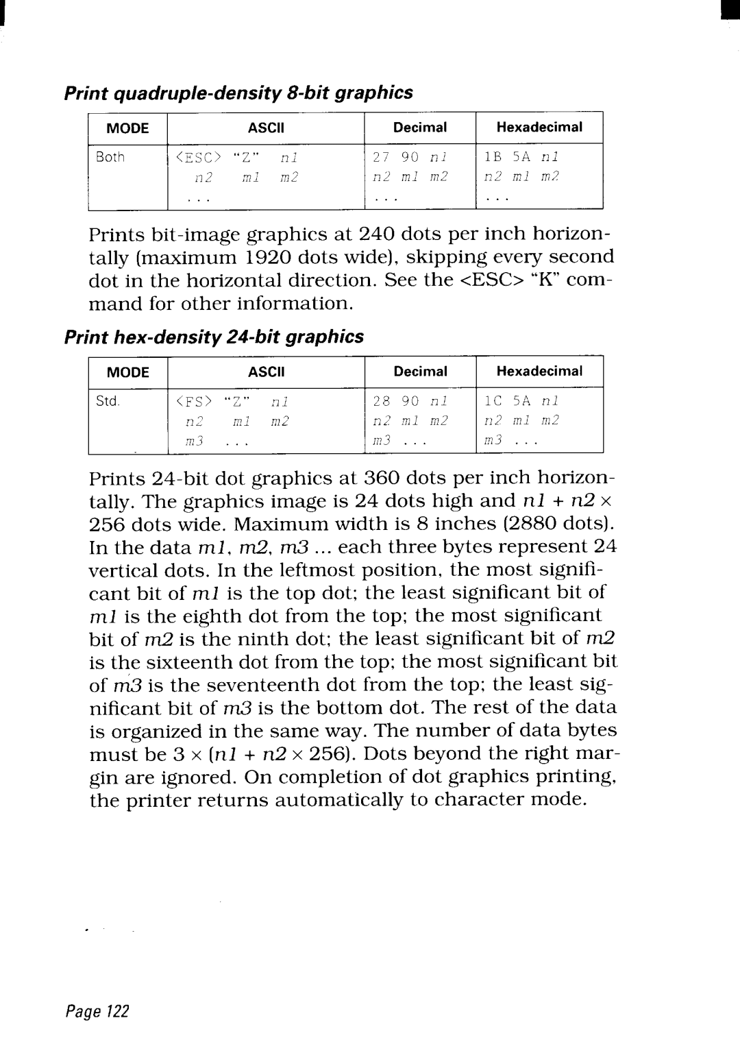 Star Micronics NX-2480 user manual Print quadruple-density 8-bit graphics 