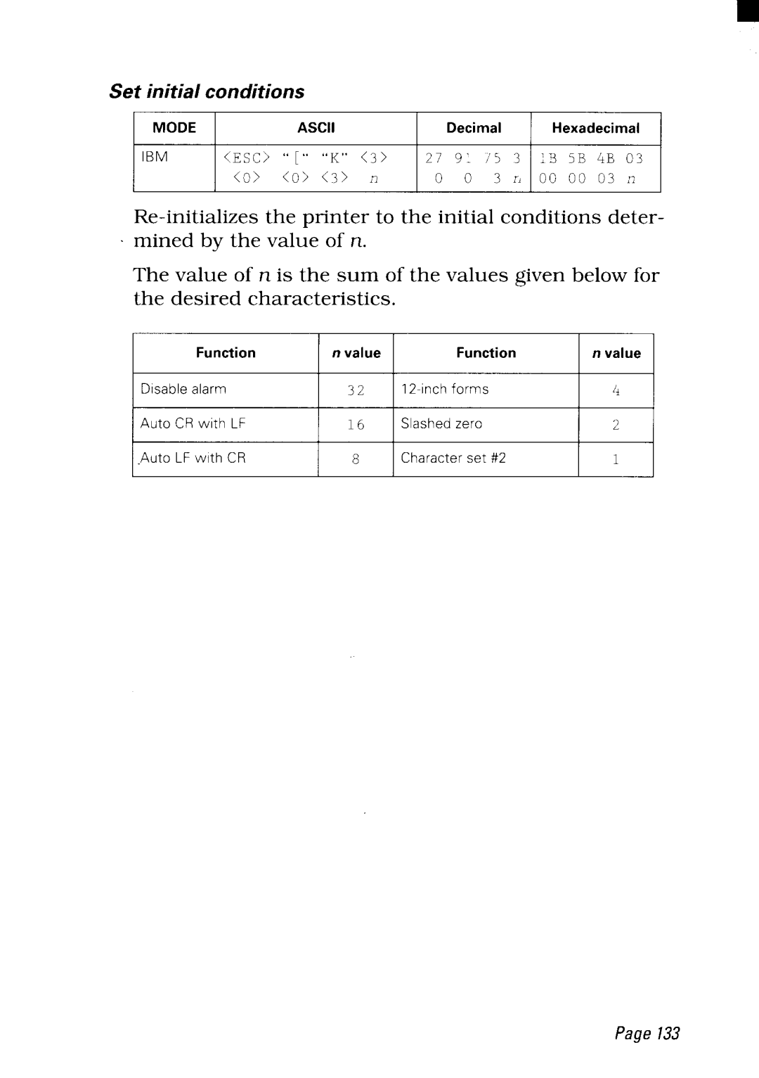 Star Micronics NX-2480 user manual Set initial conditions 