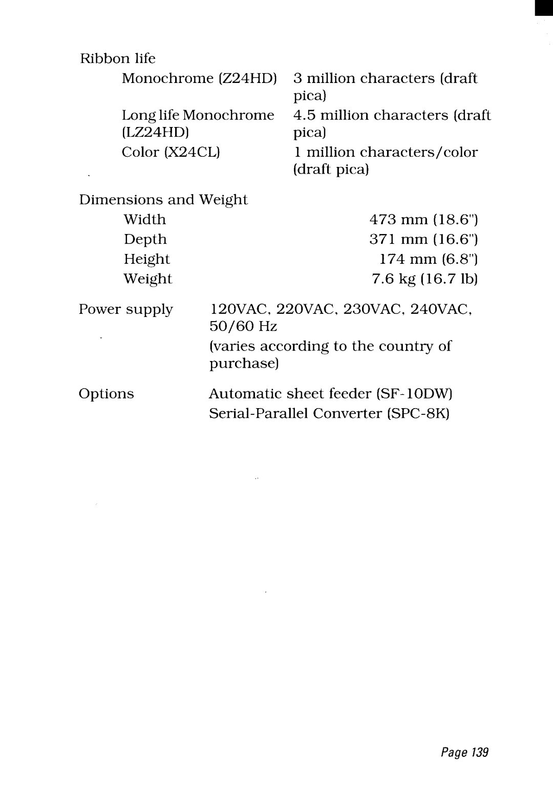 Star Micronics NX-2480 user manual 