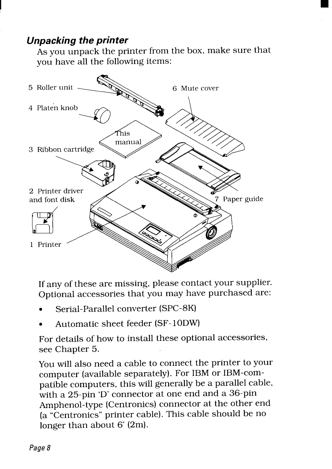 Star Micronics NX-2480 user manual Unpacking the printer 