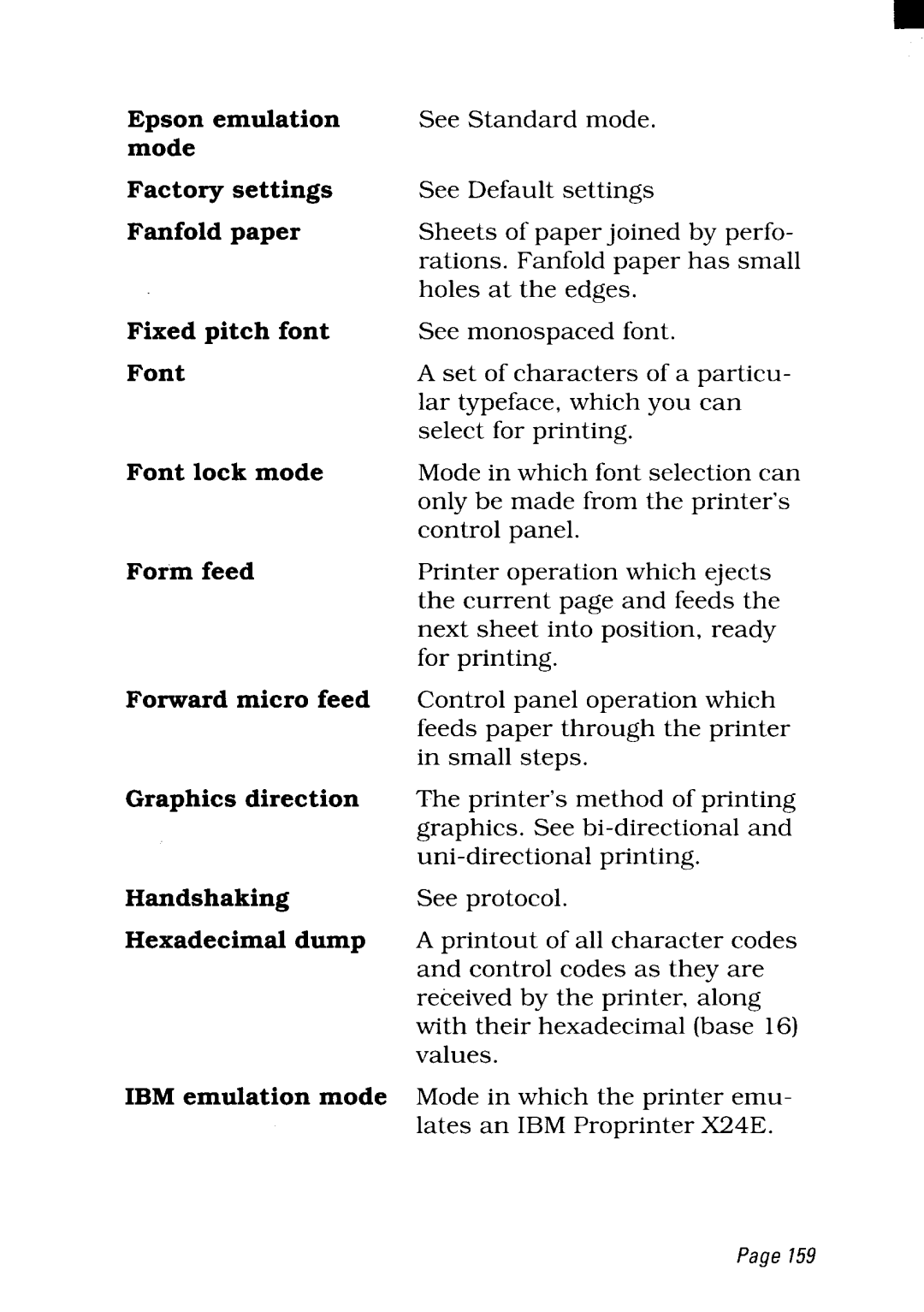 Star Micronics NX-2480 user manual Epson emulation mode Factory settings Fanfold paper 