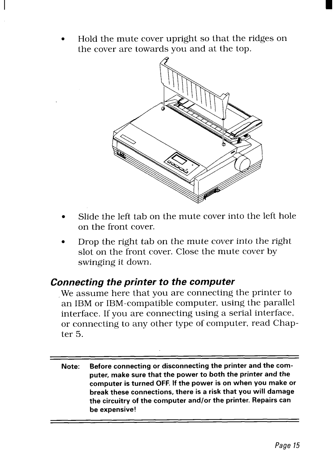 Star Micronics NX-2480 user manual Connecting the printer to the computer 