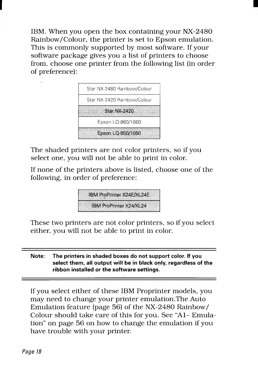 Star Micronics NX-2480 user manual Page18 