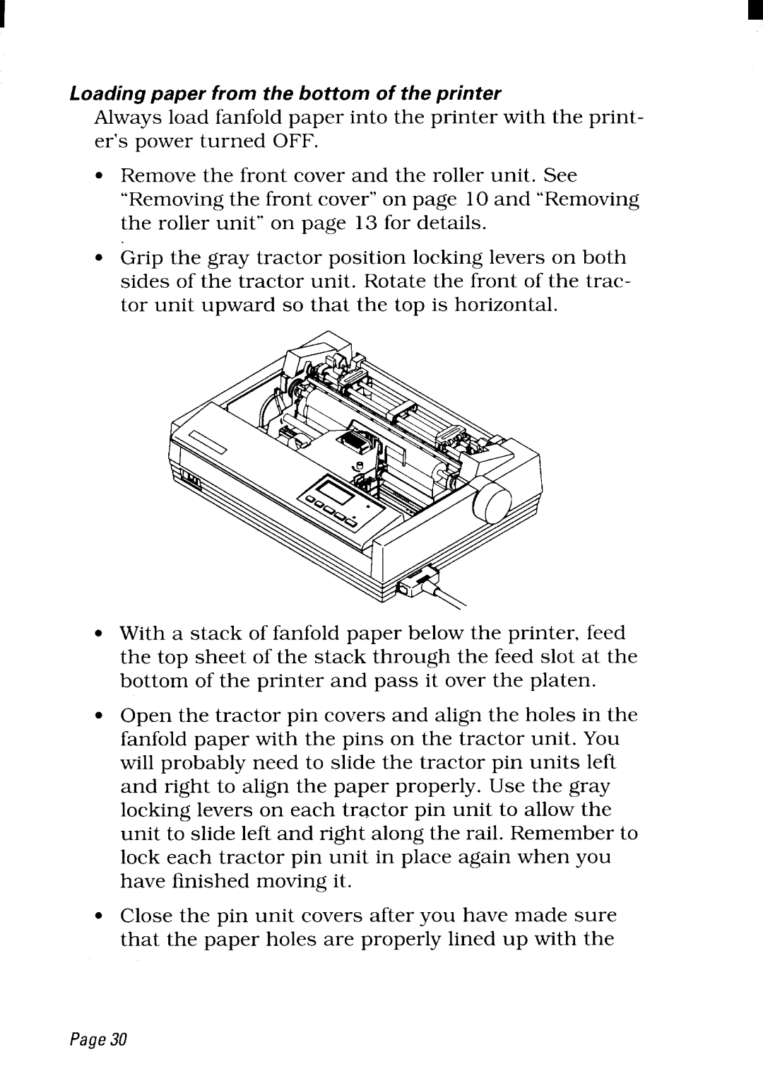 Star Micronics NX-2480 user manual Loading paper from the bottom of the printer 