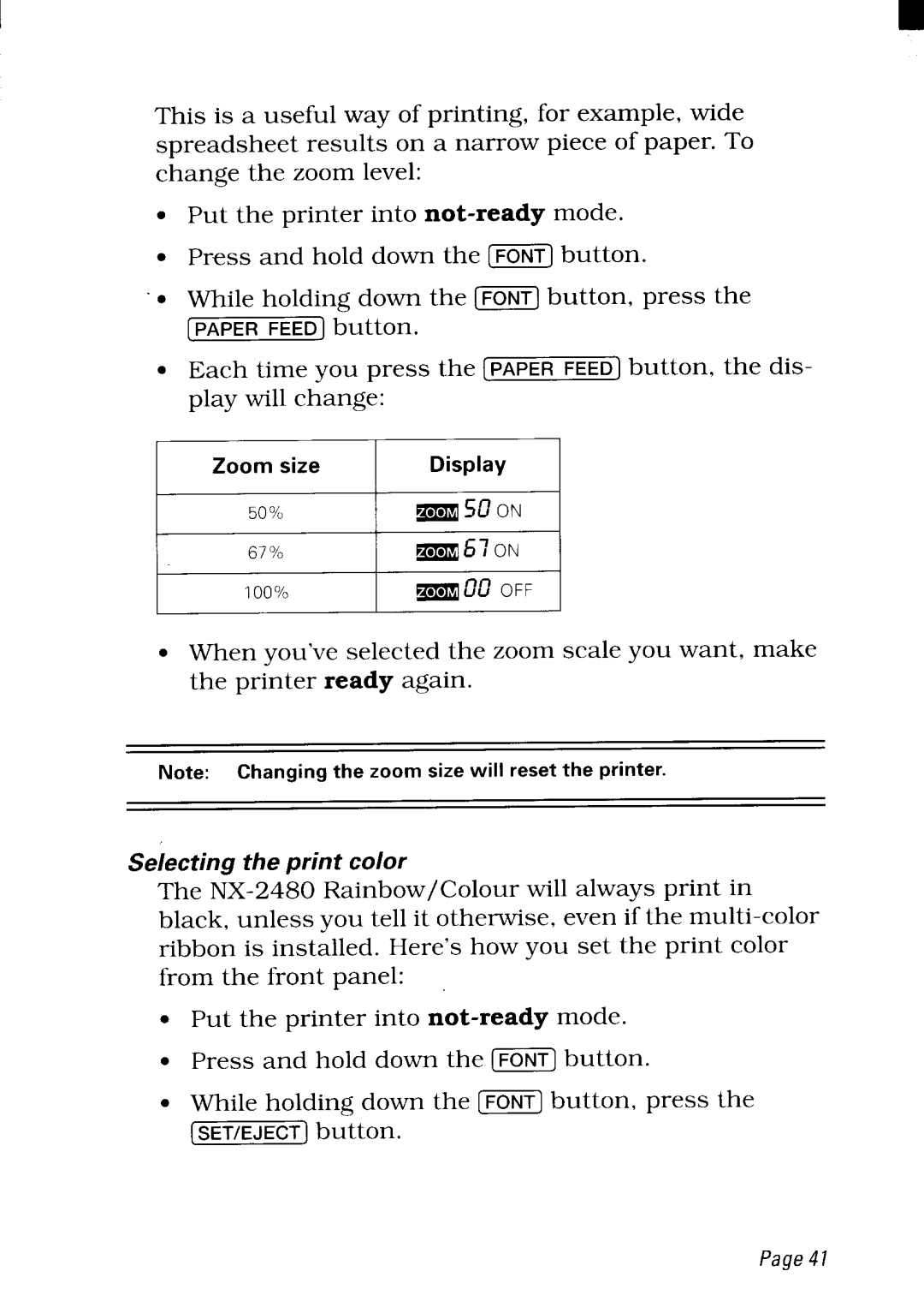 Star Micronics NX-2480 user manual 