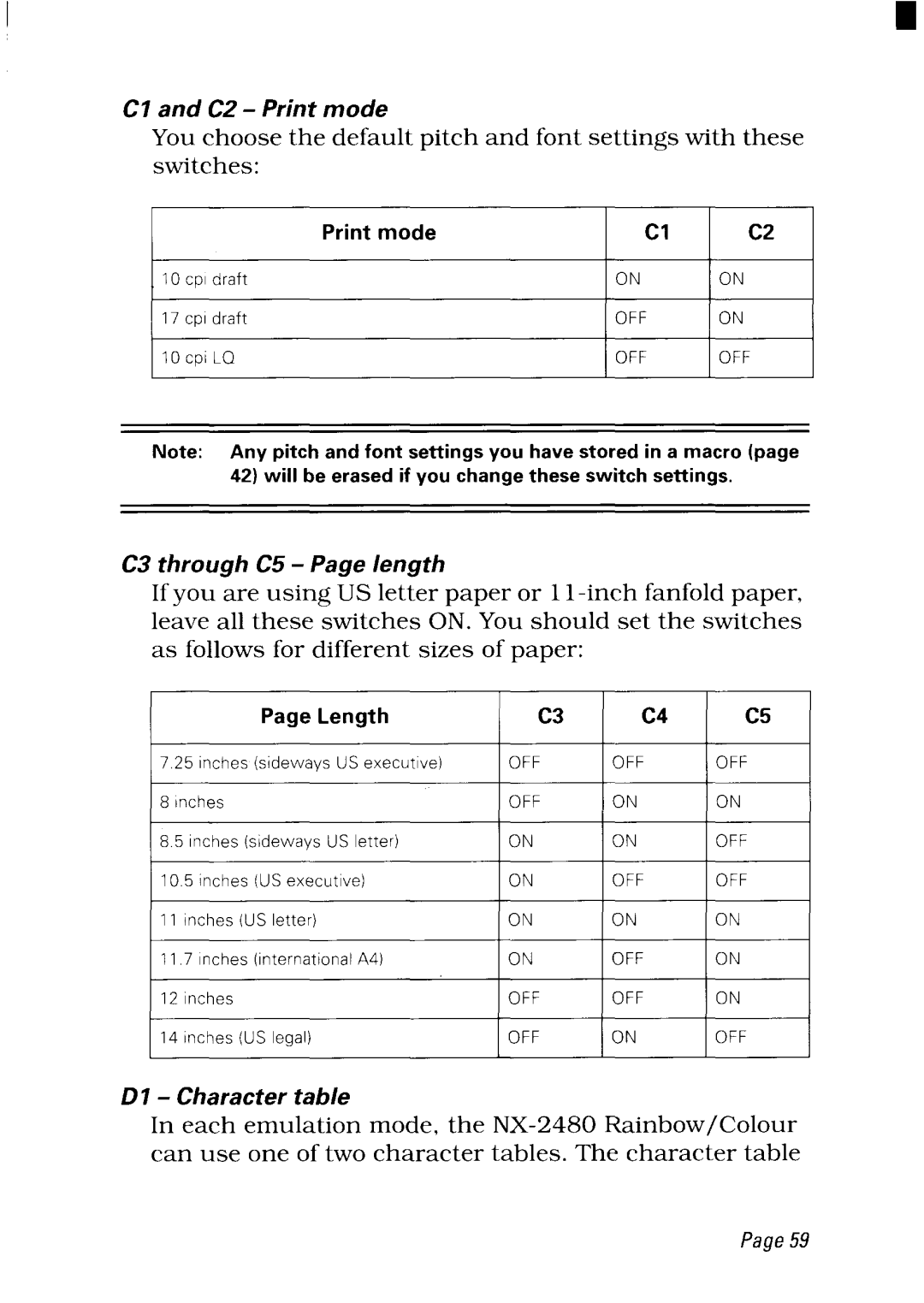 Star Micronics NX-2480 user manual 