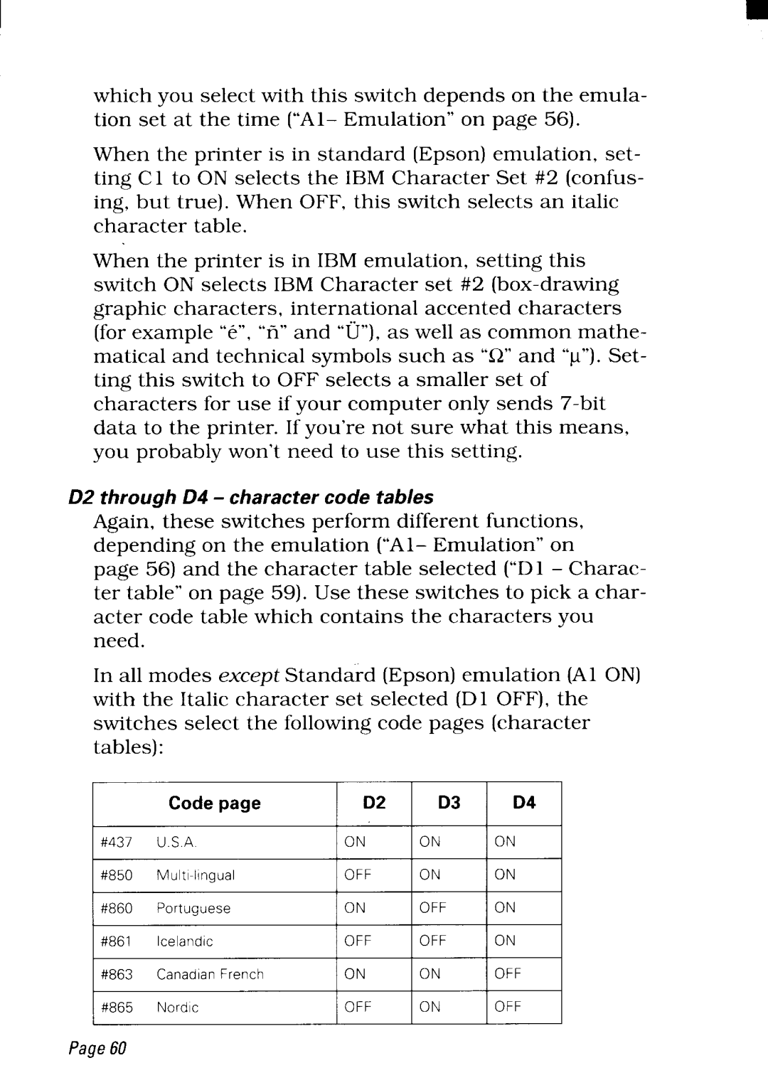 Star Micronics NX-2480 user manual Off Ion 