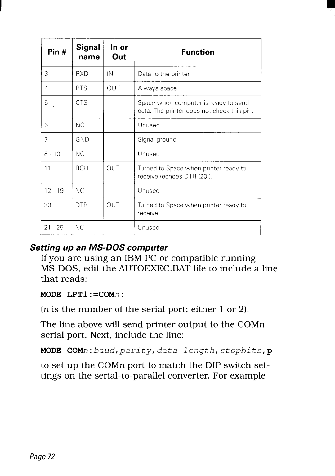 Star Micronics NX-2480 user manual Baud,pari ty,data length,stopbitsrp 