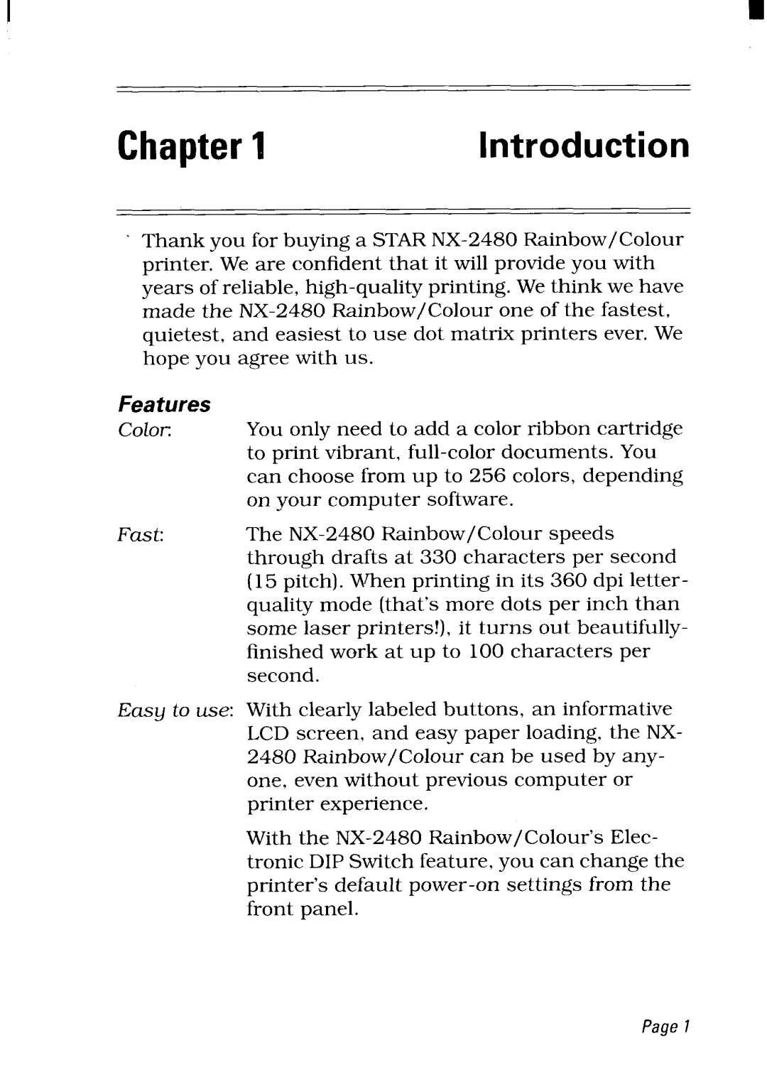 Star Micronics NX-2480 user manual Chapter 