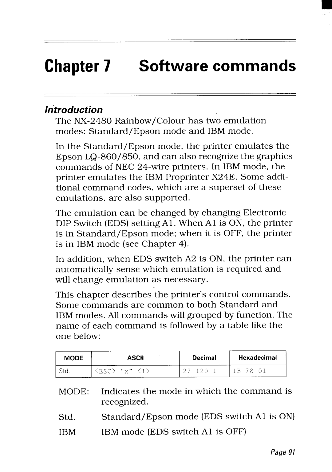 Star Micronics NX-2480 user manual Software commands 