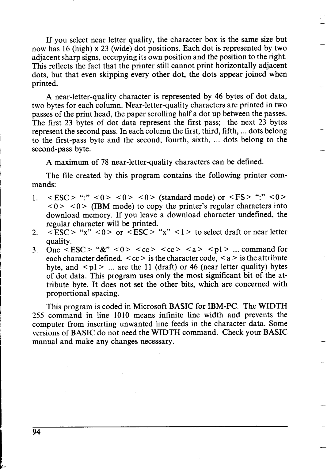 Star Micronics NX-I 00011 manual IBM mode to COpythe printer’s regular characters into 