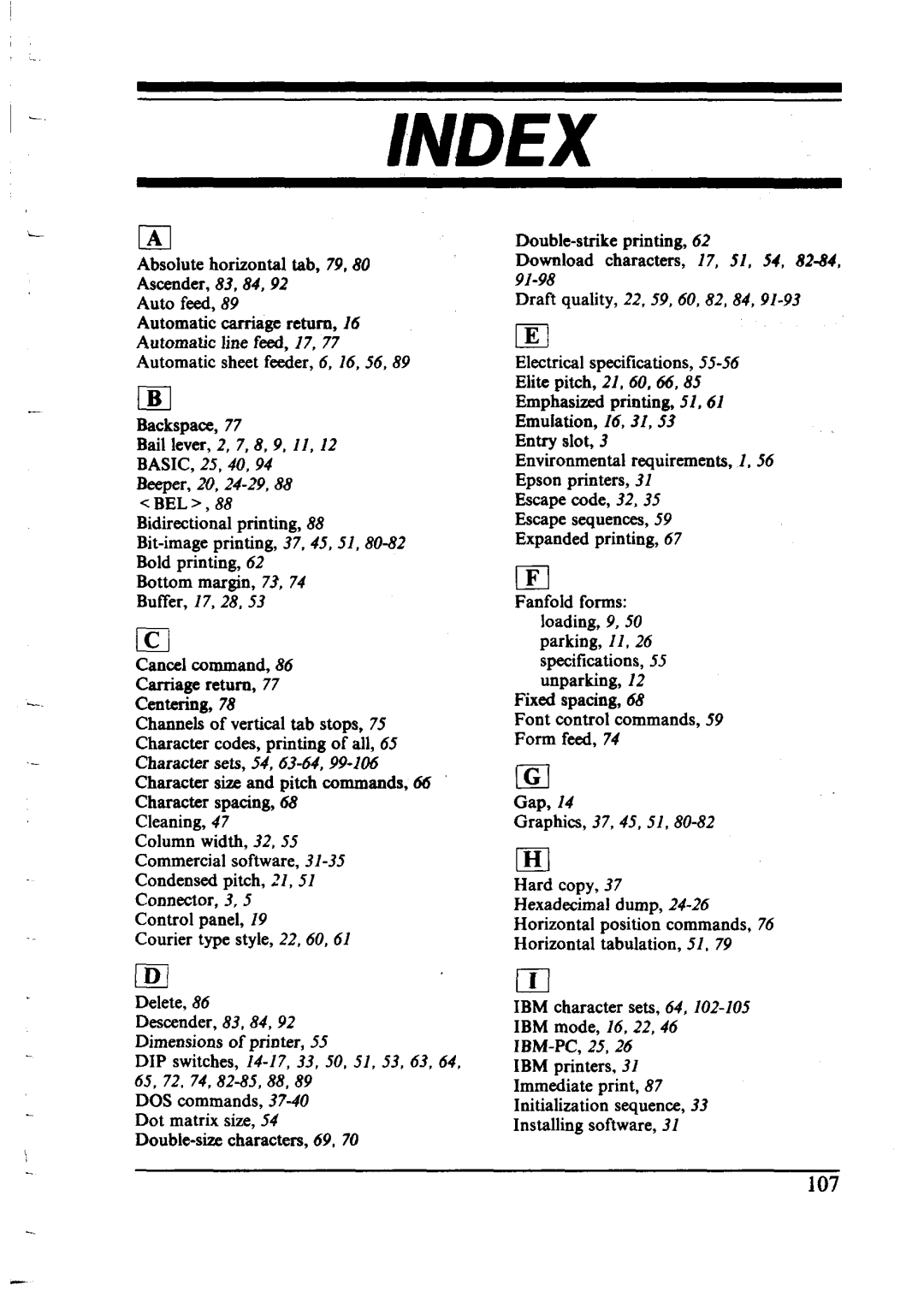 Star Micronics NX-I 00011 manual Index 