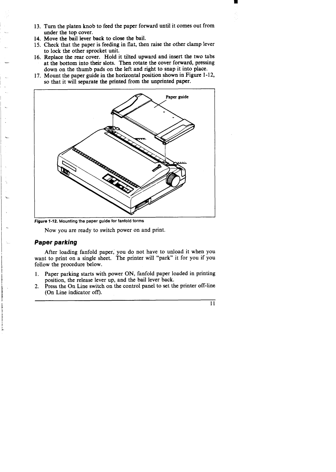 Star Micronics NX-I 00011 manual Paper parking 