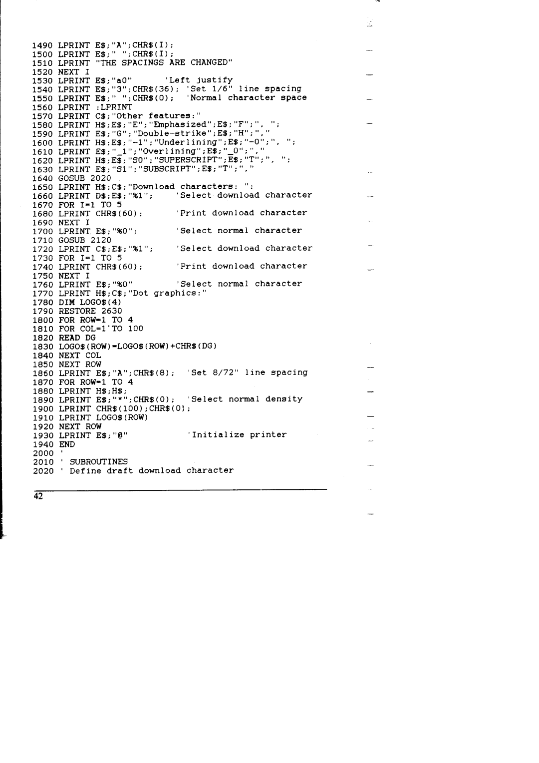 Star Micronics NX-I 00011 manual Character Space 