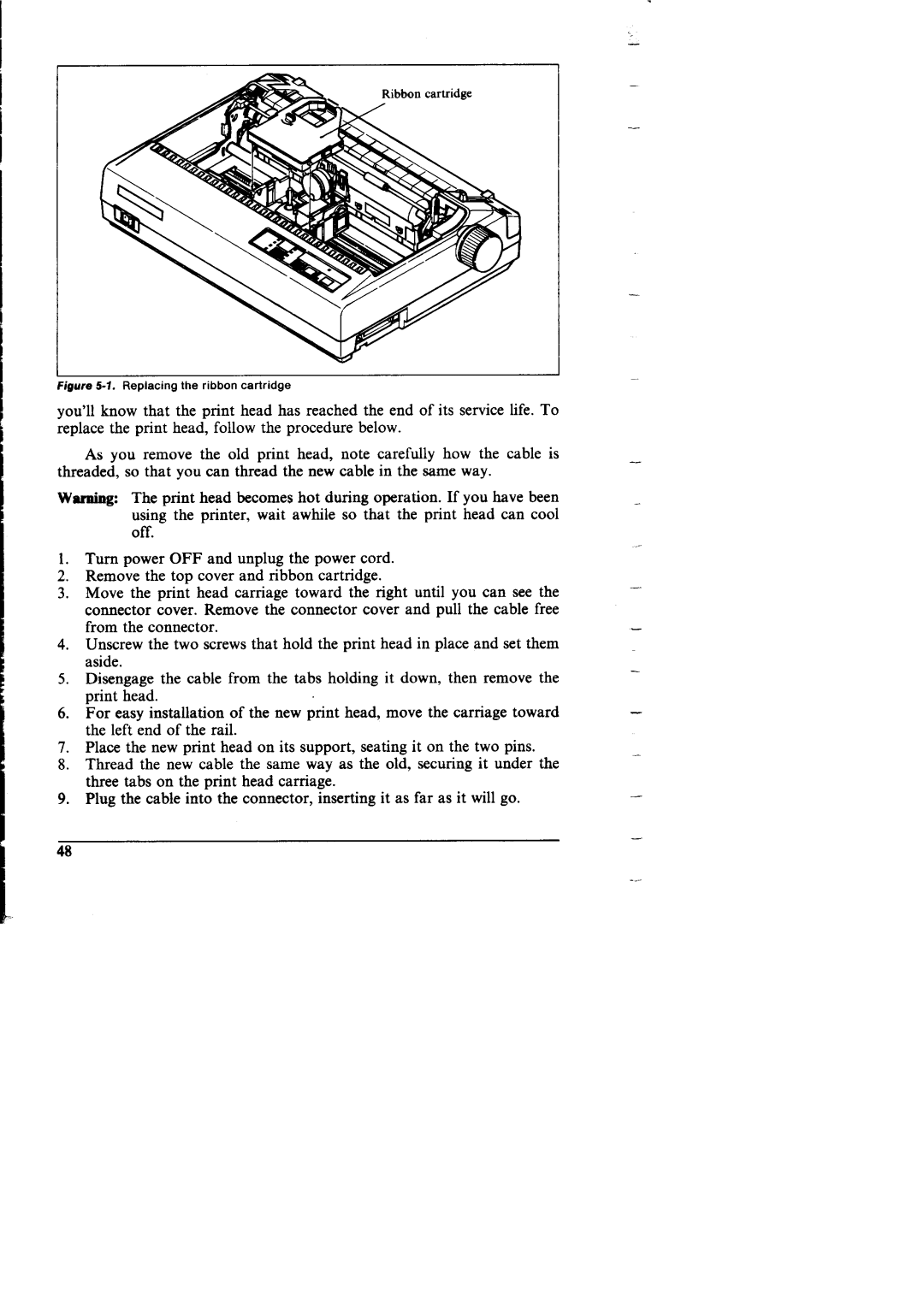 Star Micronics NX-I 00011 manual Igure5-1.Replacing the ribbon cartridge 