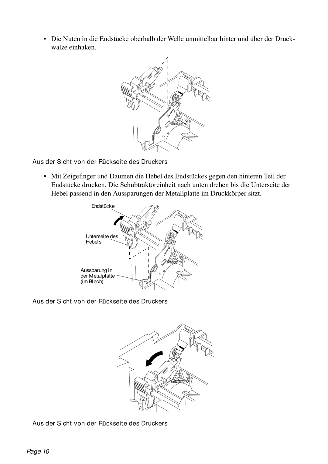 Star Micronics PT-10Q user manual Aus der Sicht von der Rückseite des Druckers 