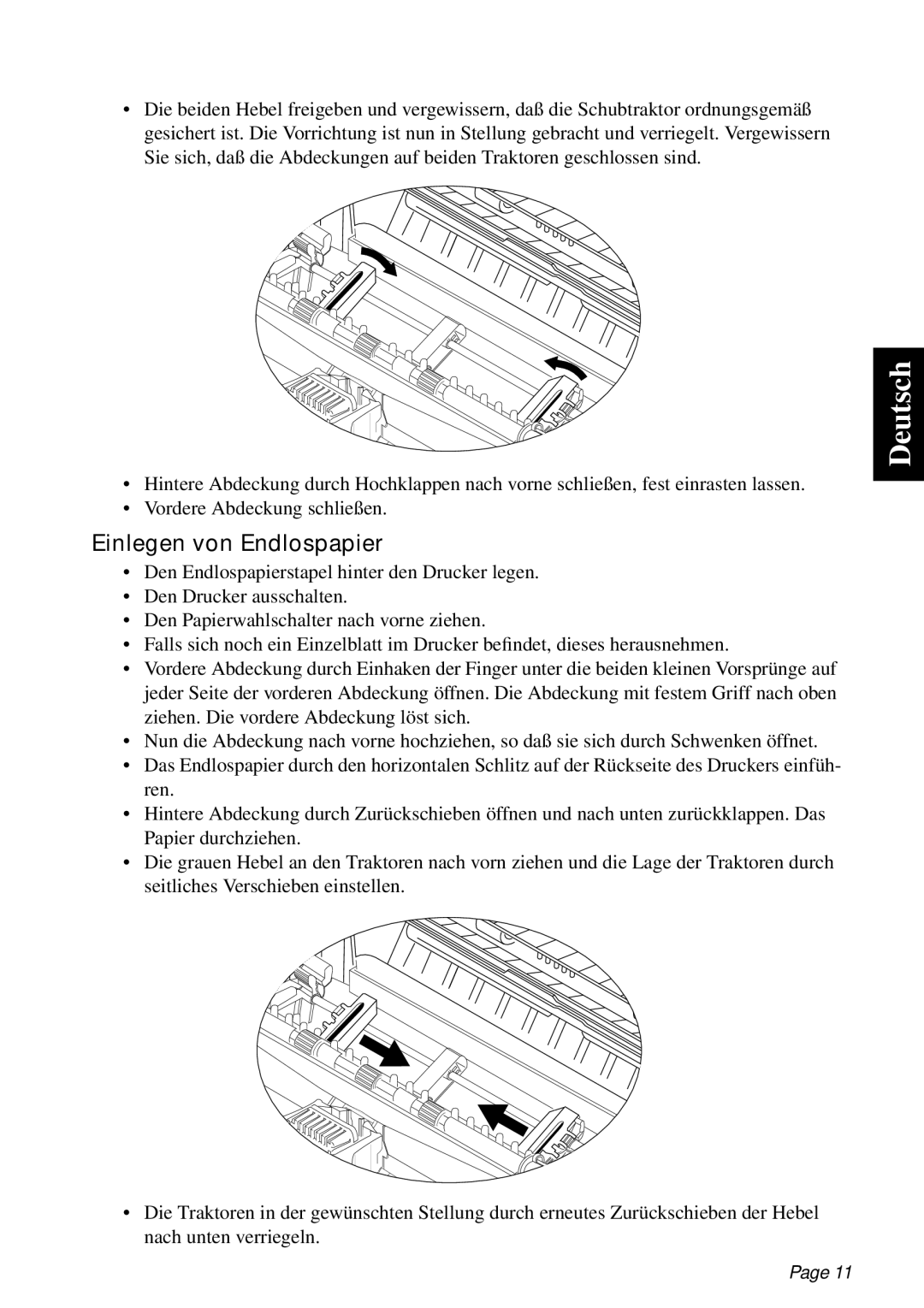 Star Micronics PT-10Q user manual Einlegen von Endlospapier 