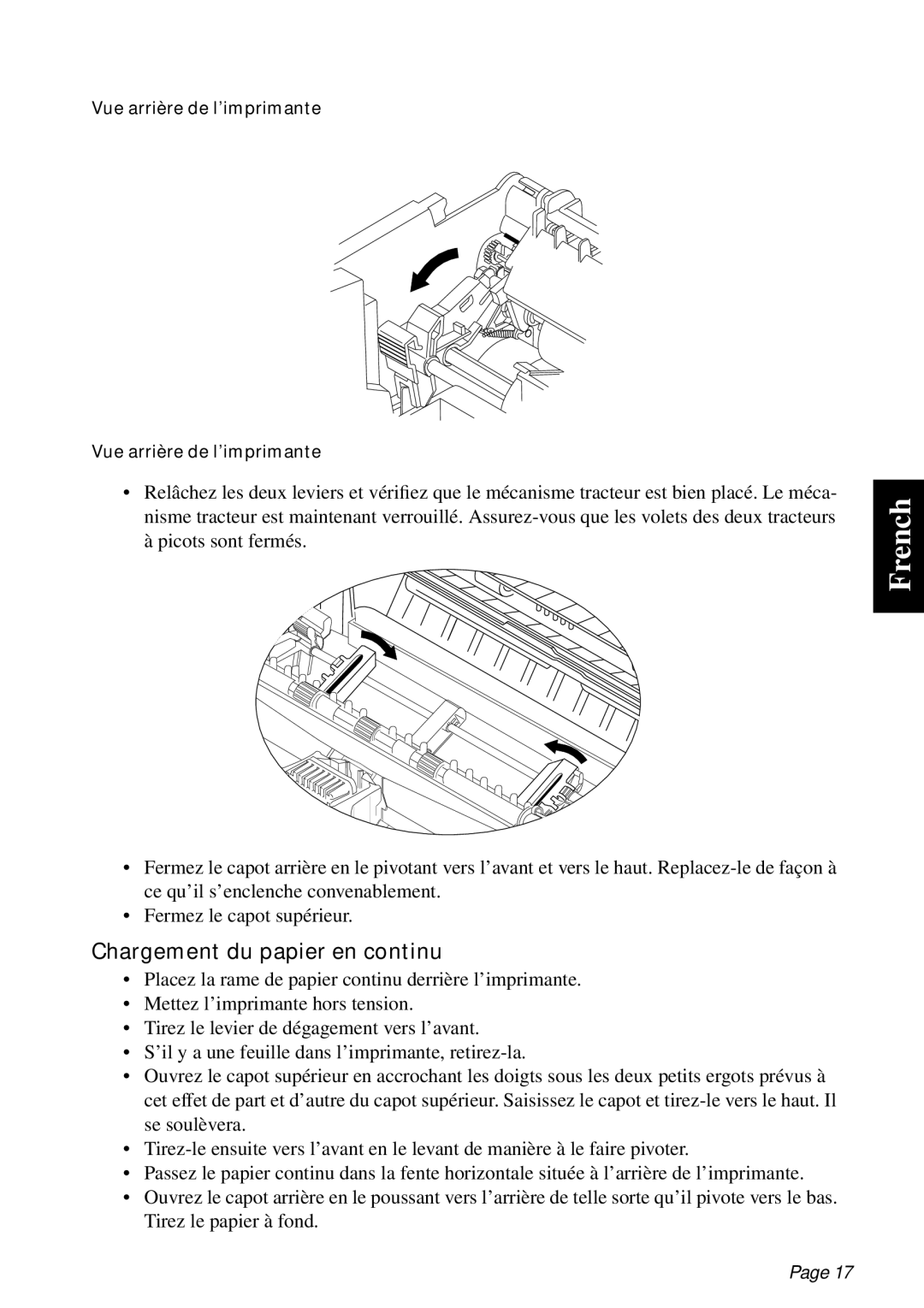 Star Micronics PT-10Q user manual Chargement du papier en continu 