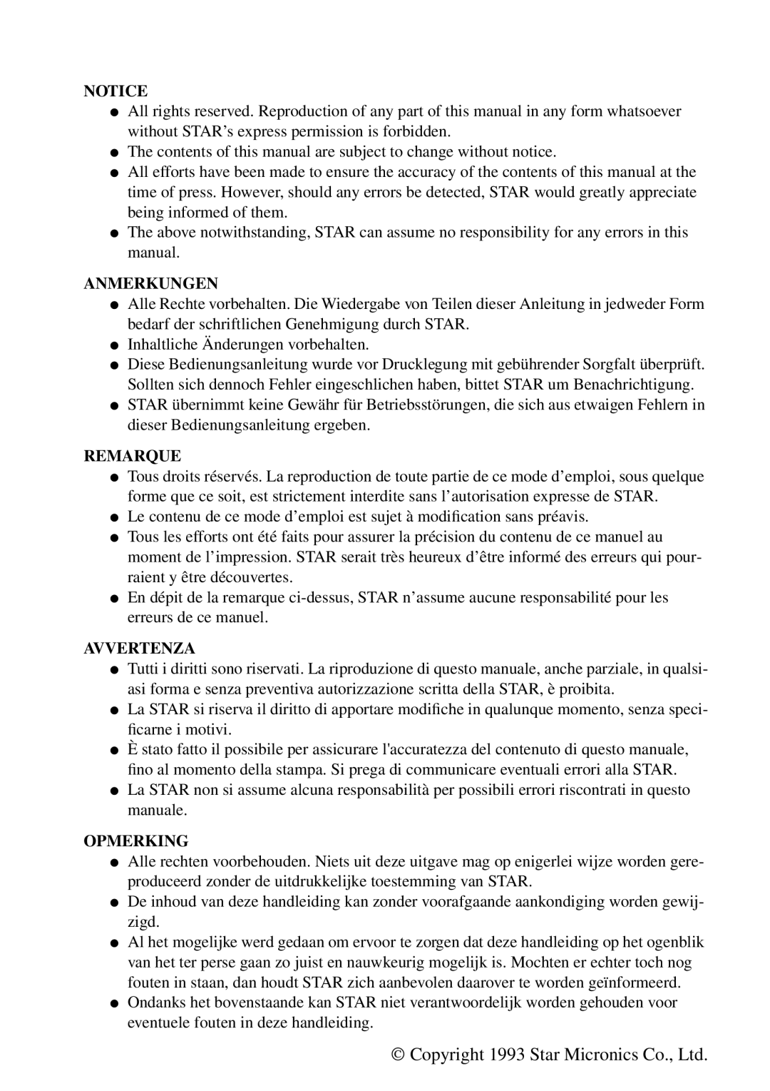 Star Micronics PT-10Q user manual Anmerkungen 