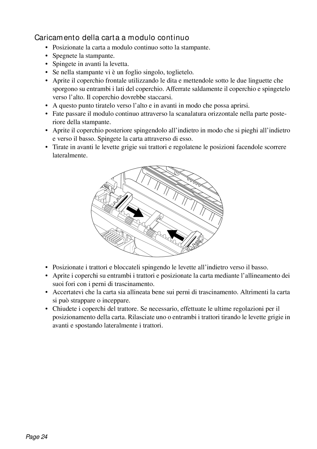 Star Micronics PT-10Q user manual Caricamento della carta a modulo continuo 