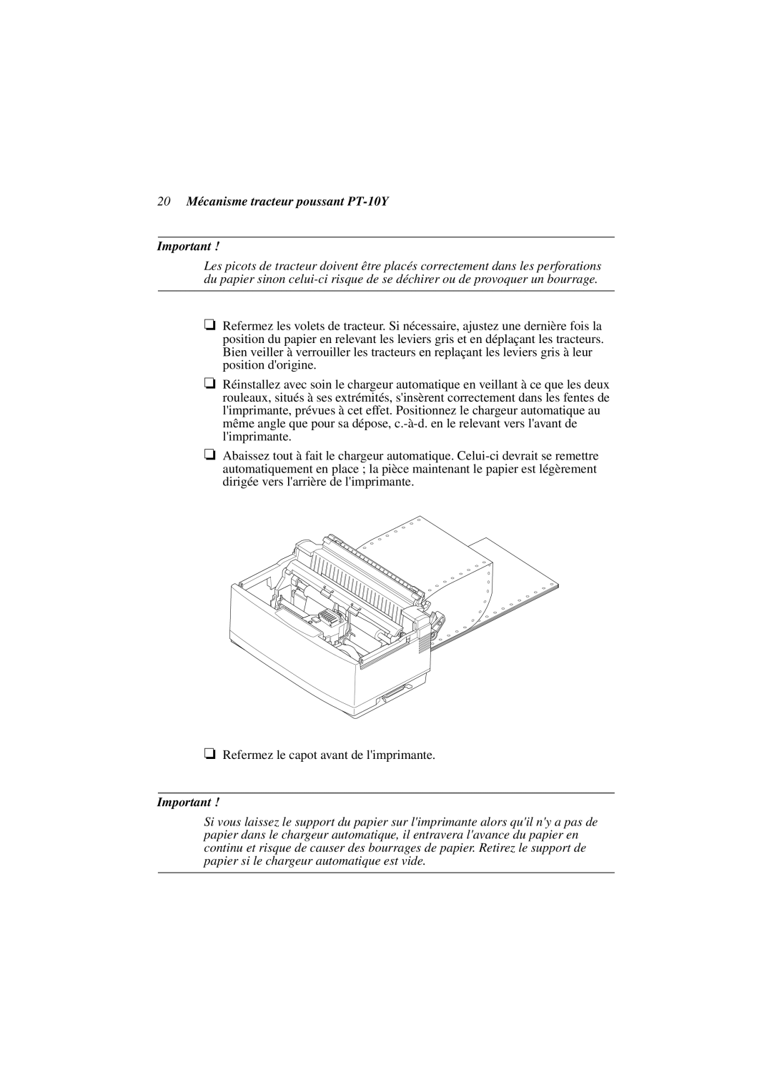 Star Micronics user manual 20 Mécanisme tracteur poussant PT-10Y 