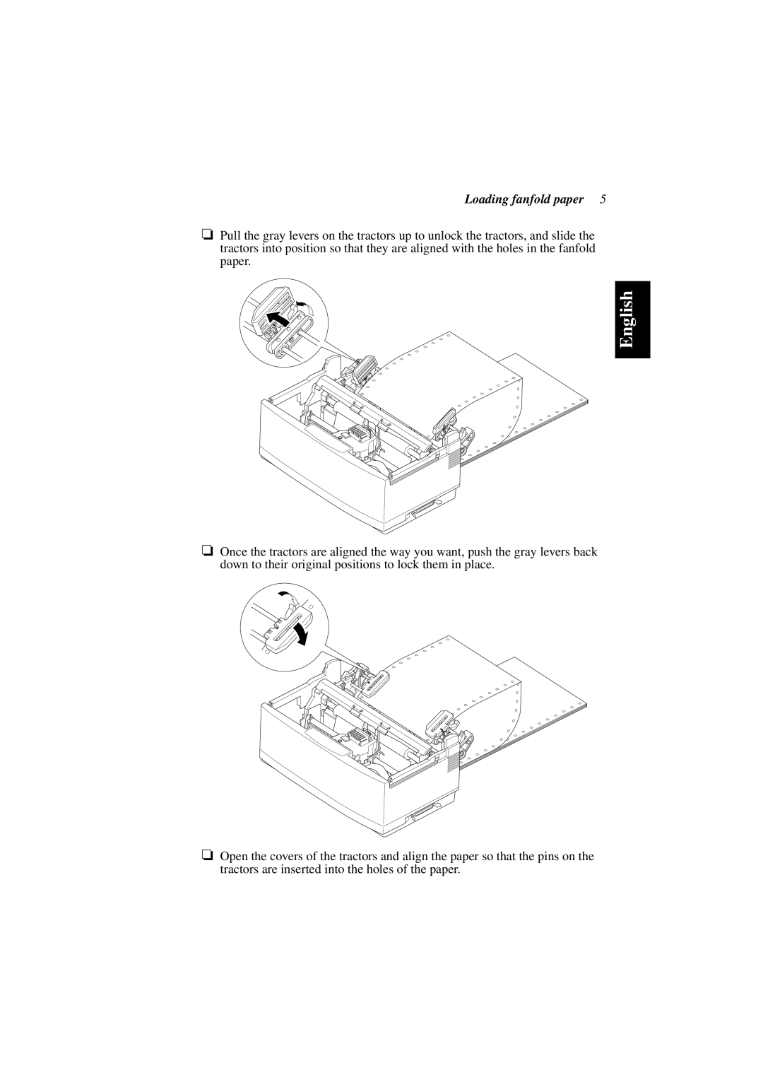 Star Micronics PT-10Y user manual Loading fanfold paper 