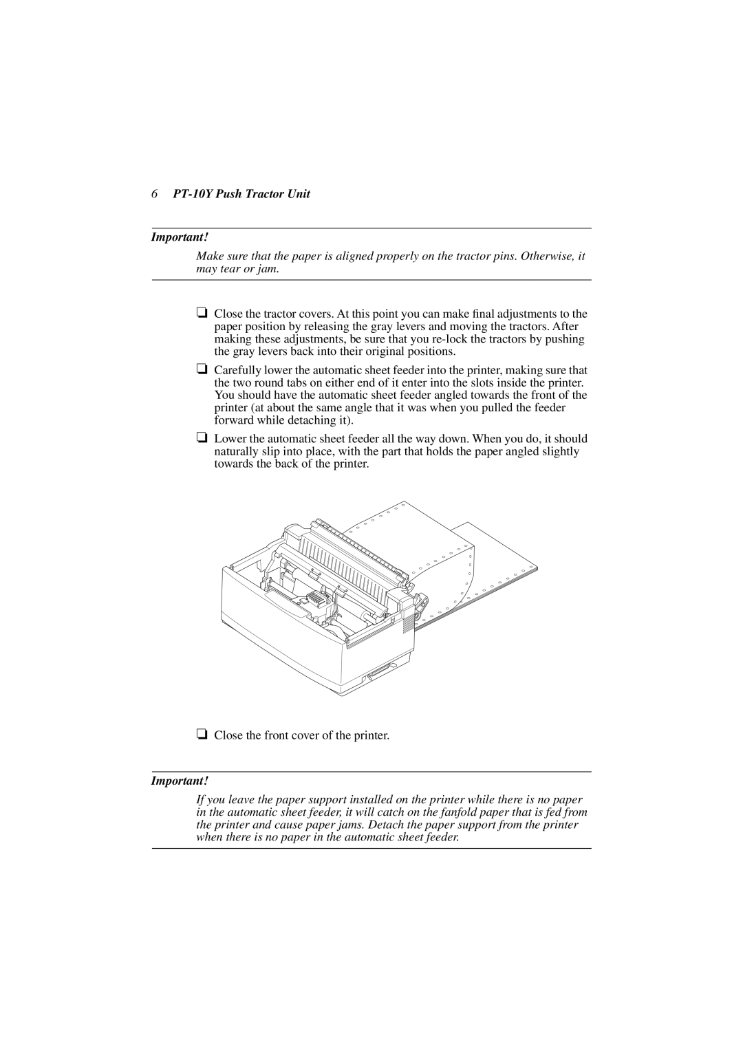 Star Micronics user manual PT-10Y Push Tractor Unit 