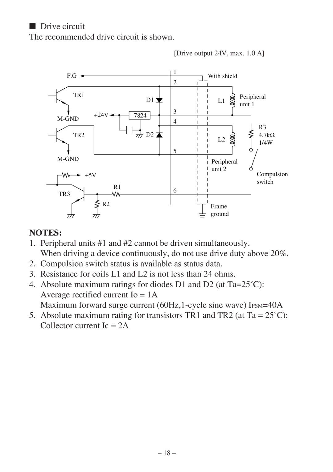 Star Micronics RS232 manual Drive circuit Recommended drive circuit is shown, Drive output 24V, max .0 a 