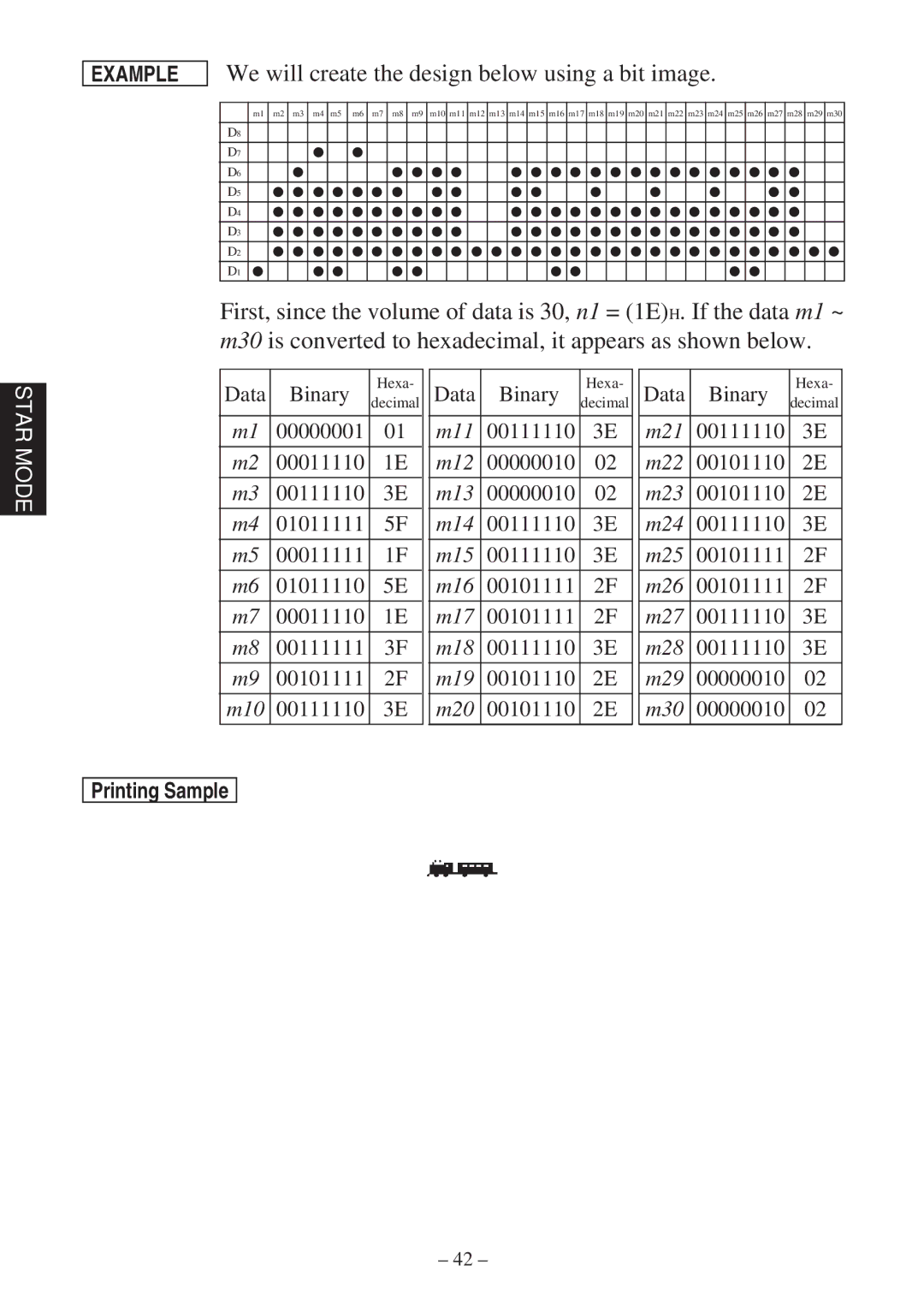 Star Micronics RS232 manual We will create the design below using a bit image 