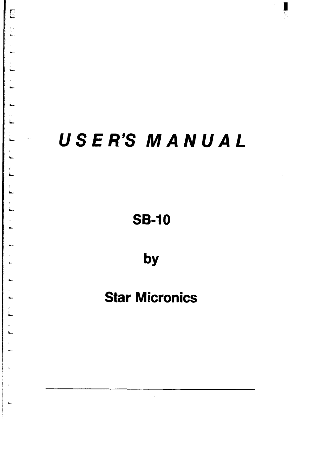 Star Micronics SB-10 user manual USER’S Manual 