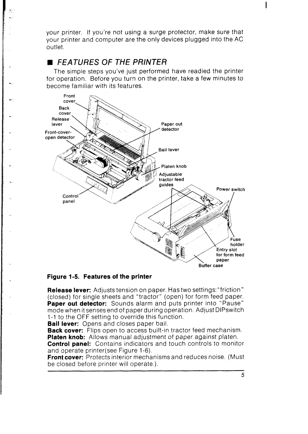 Star Micronics SB-10 user manual Features of the Printer, Features of the printer 