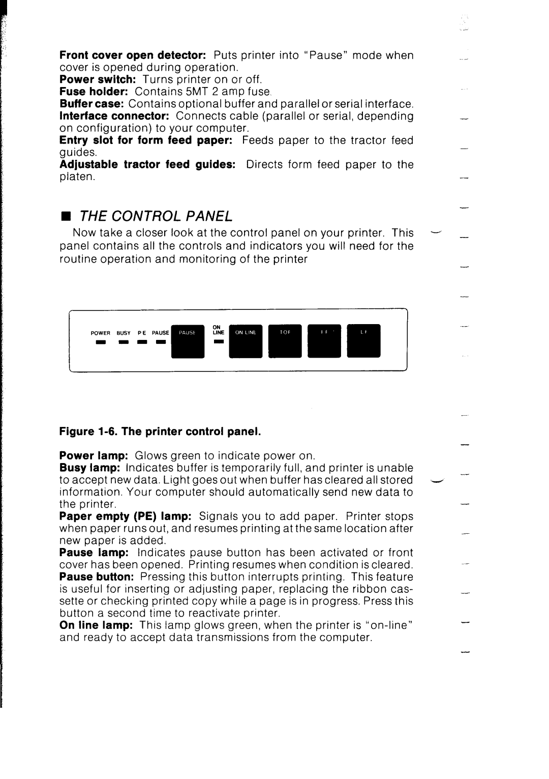 Star Micronics SB-10 user manual Control Panel, Busy Lamp 