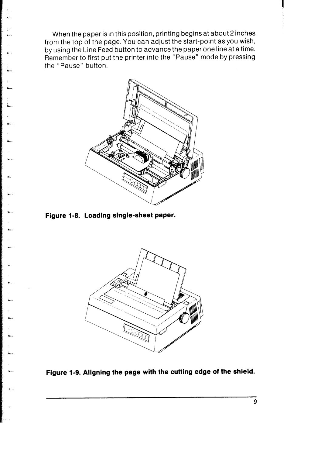 Star Micronics SB-10 user manual Figure l-8. Loading single-sheet paper 