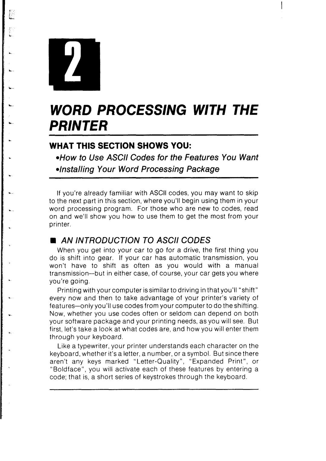 Star Micronics SB-10 user manual Word PROCESS/A/GWITH the Printer, AN Introduction to Ascii Codes 