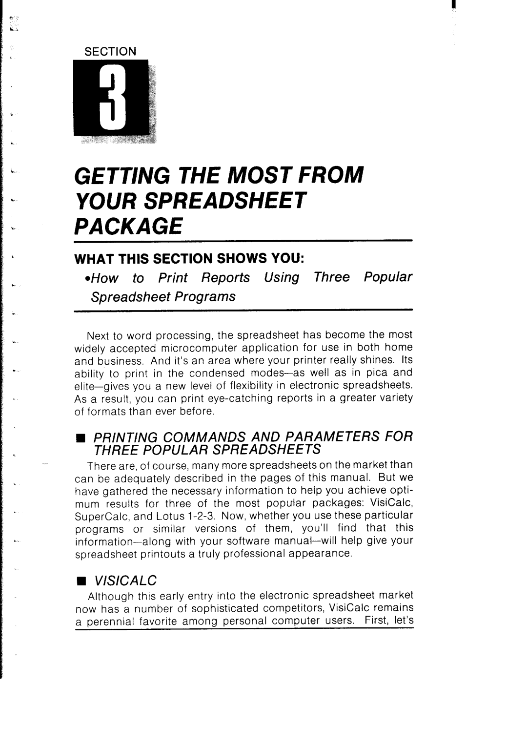 Star Micronics SB-10 user manual Getting the Most from Your Spreadsheet Package 