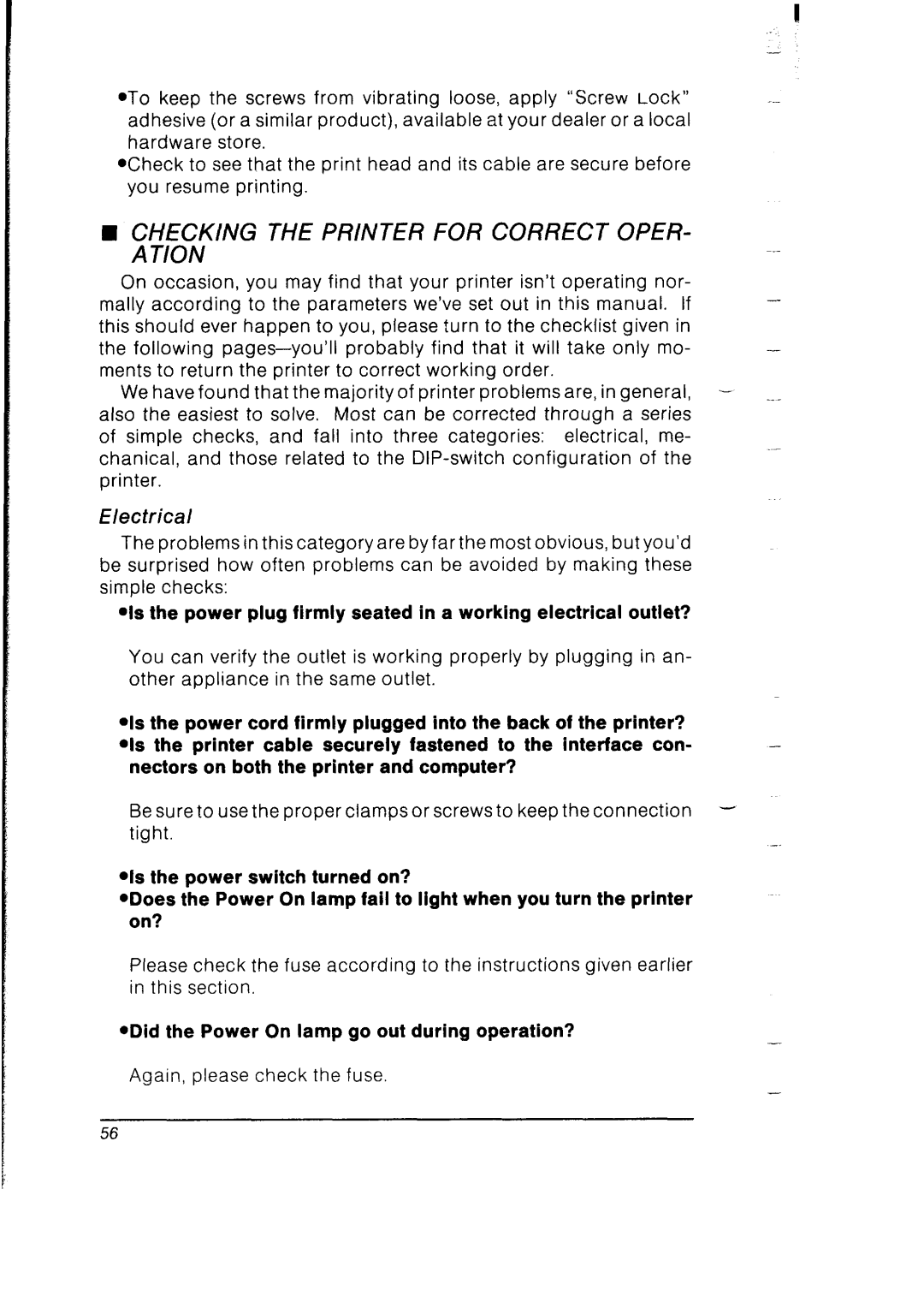 Star Micronics SB-10 user manual King the Printer for Correct Oper, Electrical 