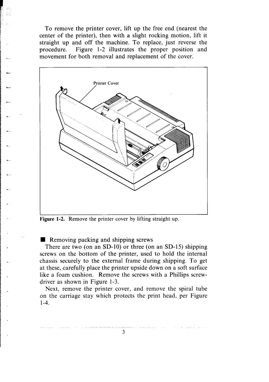 Star Micronics SB-15 user manual Printer Cover 