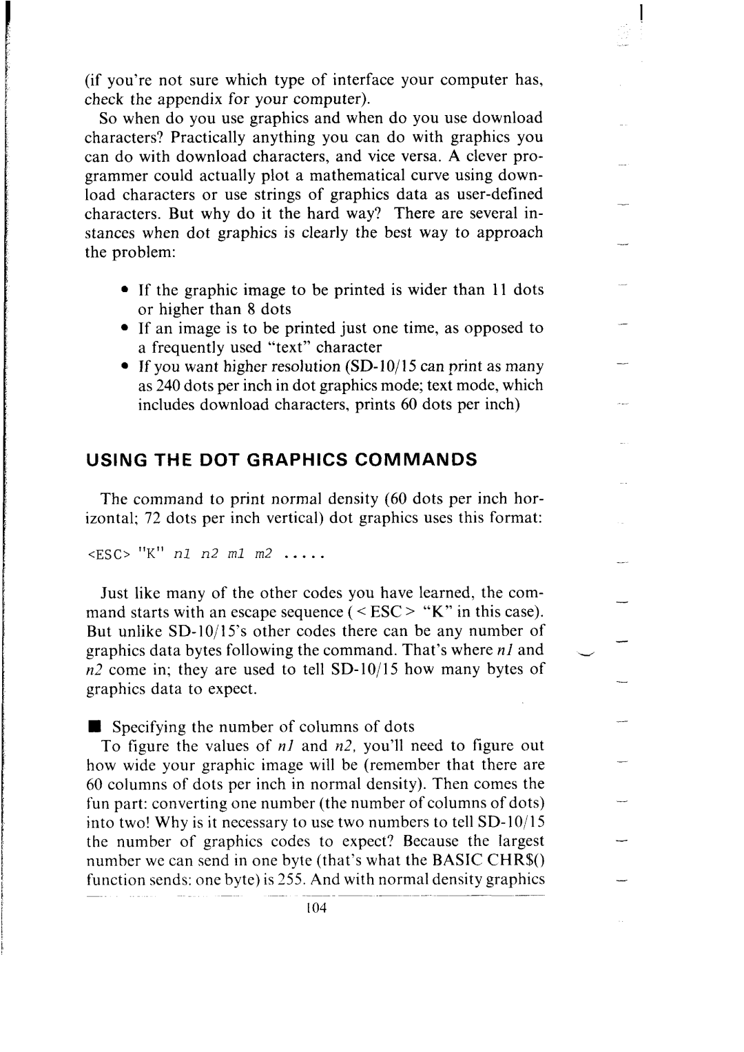 Star Micronics SB-15 user manual Using the DOT Graphics Commands 