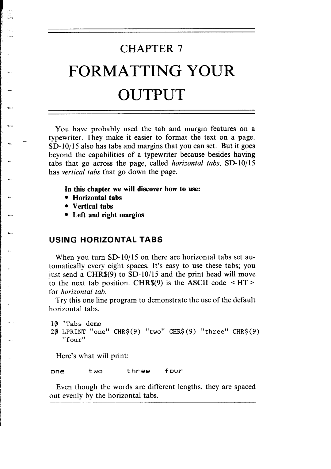 Star Micronics SB-15 user manual Using Horizontal Tabs, Here’s what will print 