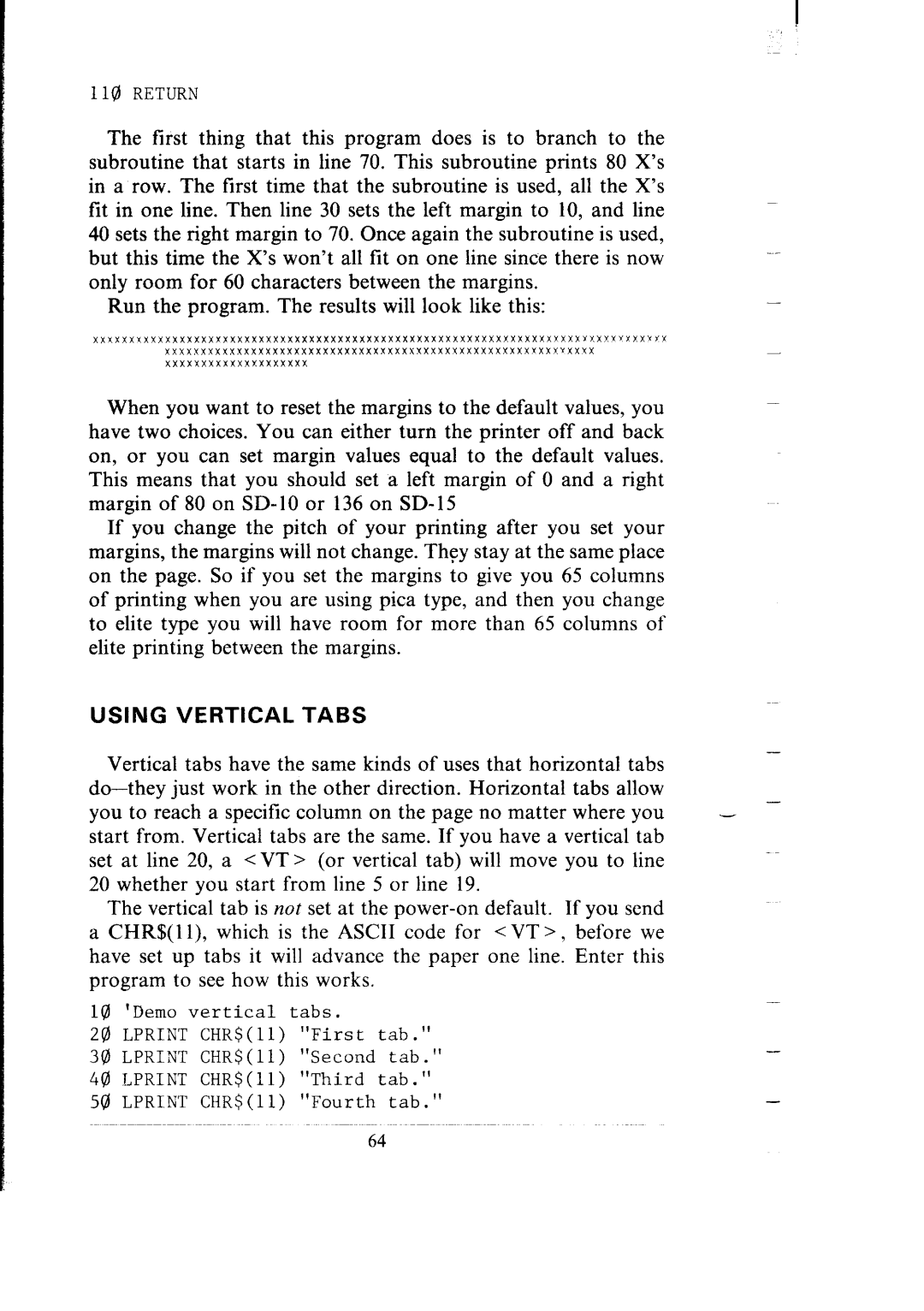 Star Micronics SB-15 user manual Using Vertical Tabs 