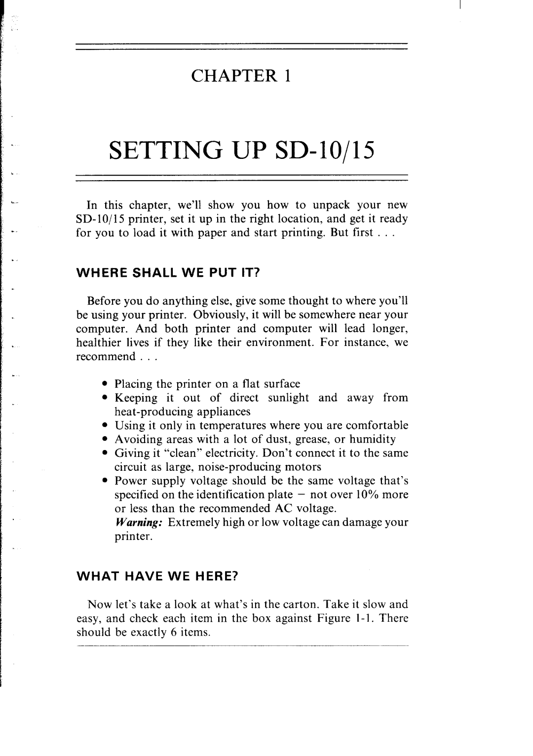 Star Micronics SB-15 user manual Where Shall WE PUT IT?, What have WE HERE? 