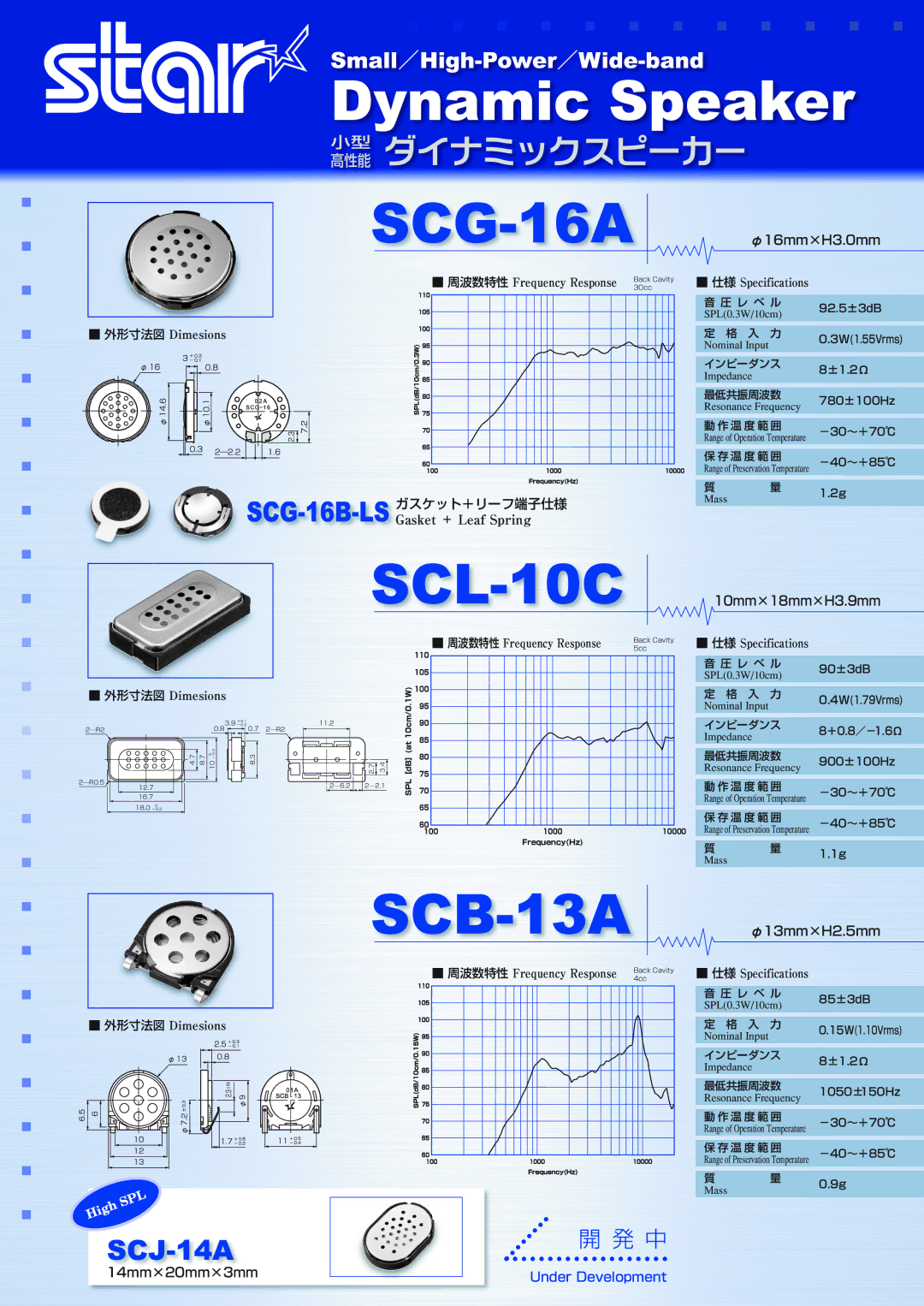 Star Micronics SCG-16A, SCL-10C manual Φ16mm×H3.0mm, Gasket ＋ Leaf Spring 10mm×18mm×H3.9mm, Φ13mm×H2.5mm, 14mm×20mm×3mm 